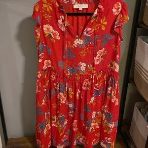 LOFT RED FLORAL DRESS size L